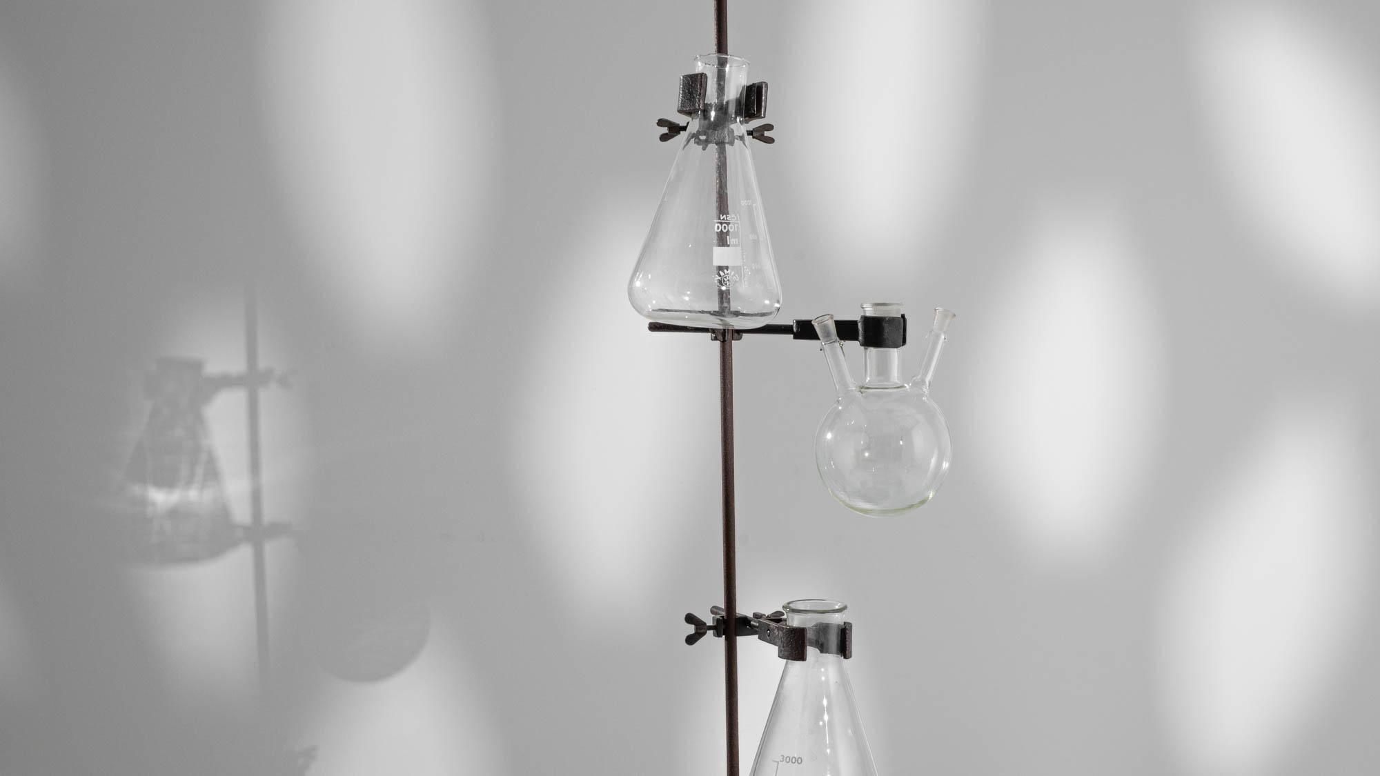 Glass Vintage Metal Laboratory Beaker Stand For Sale