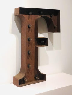 Vintage Metal Letter F Lighted Sign