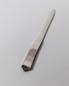 Vintage Metal Letter Opener With Folding Knife, Elegant Office Accessory, 1960s