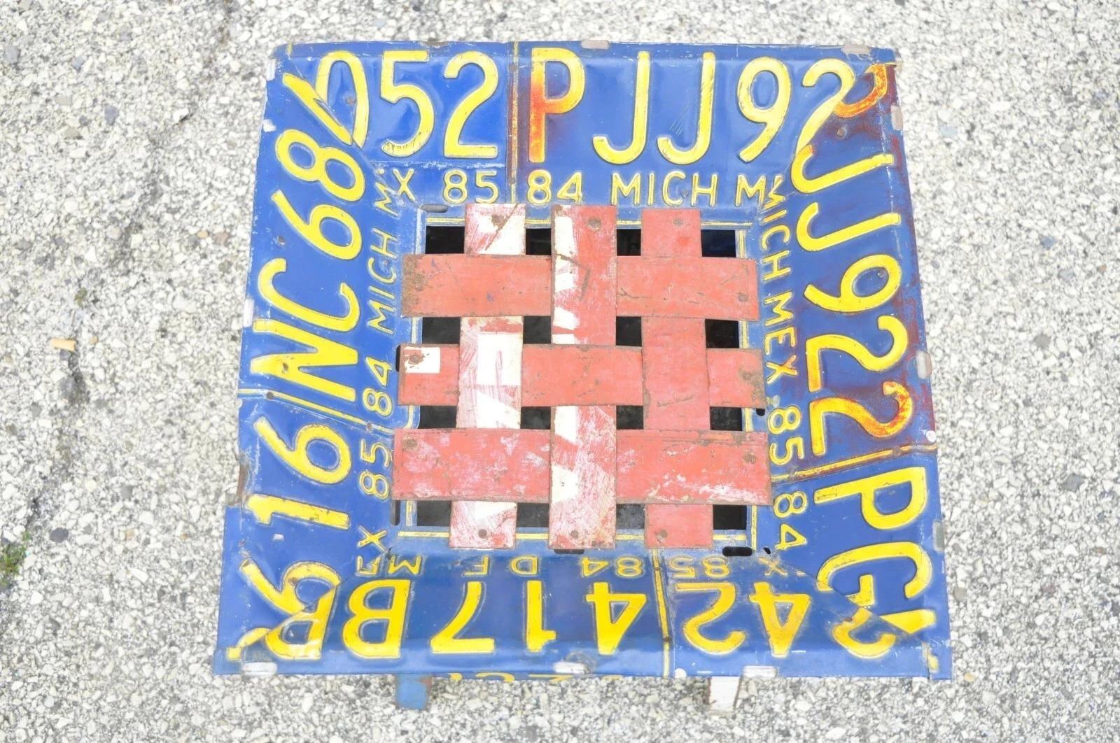 Placa de matrícula vintage de metal Mesa auxiliar Placas de coches mexicanos Arte popular en venta