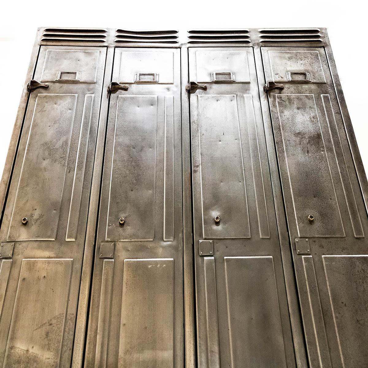 Vintage Metal Lockers, 1930s In Distressed Condition In Highclere, Newbury