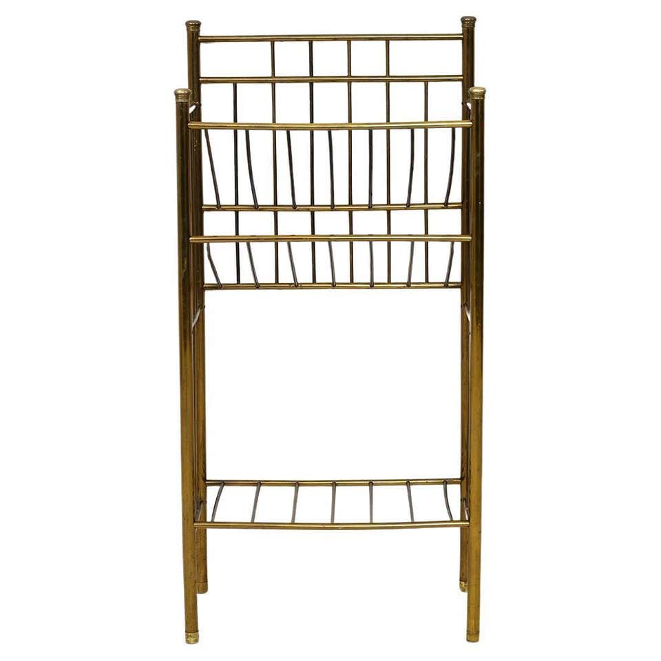 Vintage Atomic Style Gold Metal Magazine Rack For Sale at 1stDibs ...