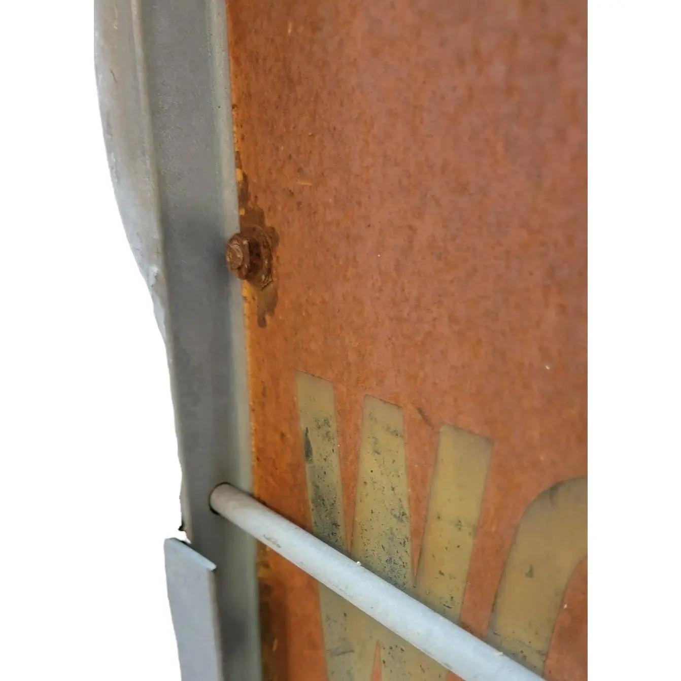 Vintage Metal Men Working Sign with original paint. The metal work is well done as closed 20 wide x 33 high x 2deep 
While open and standing this item measures - 27d x 20w x 30h