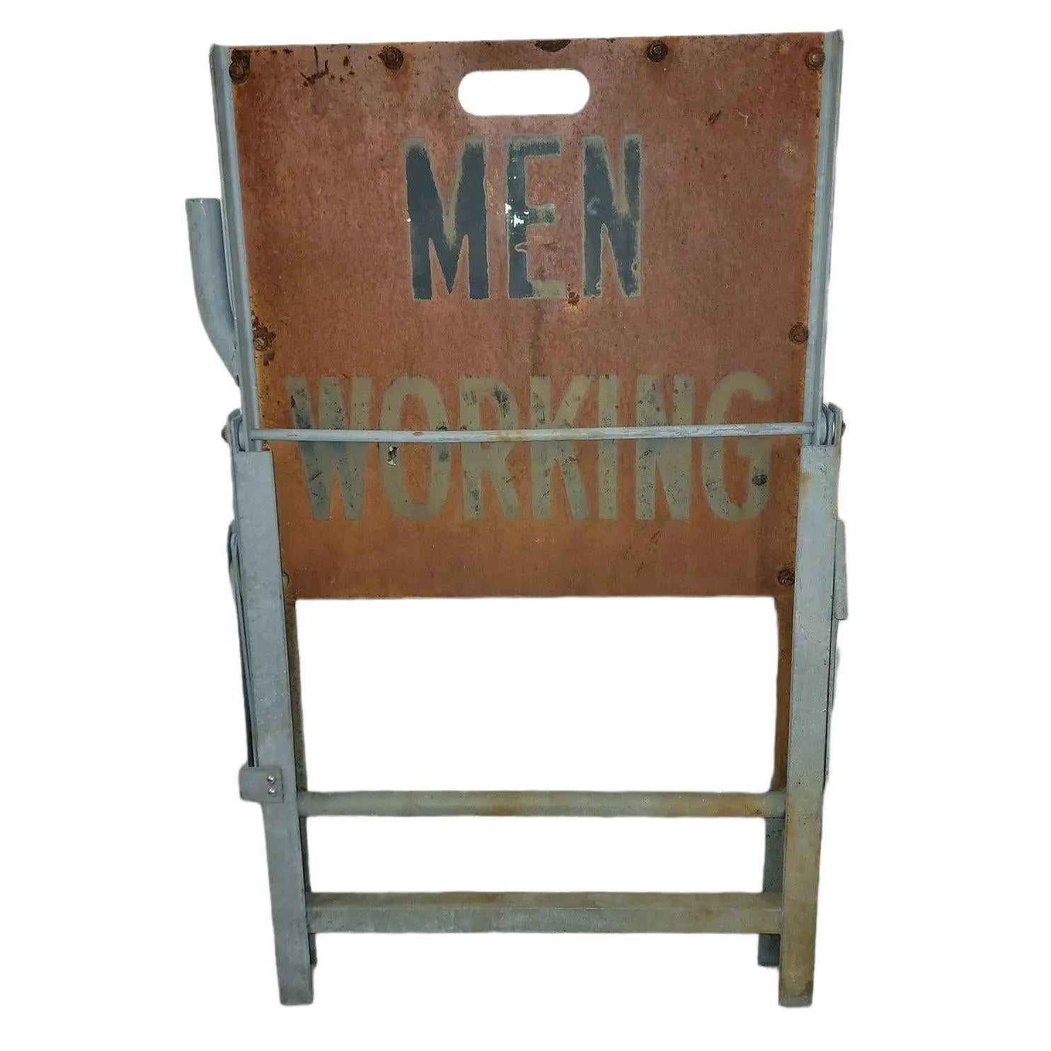 American Vintage Metal Men Working Sign For Sale