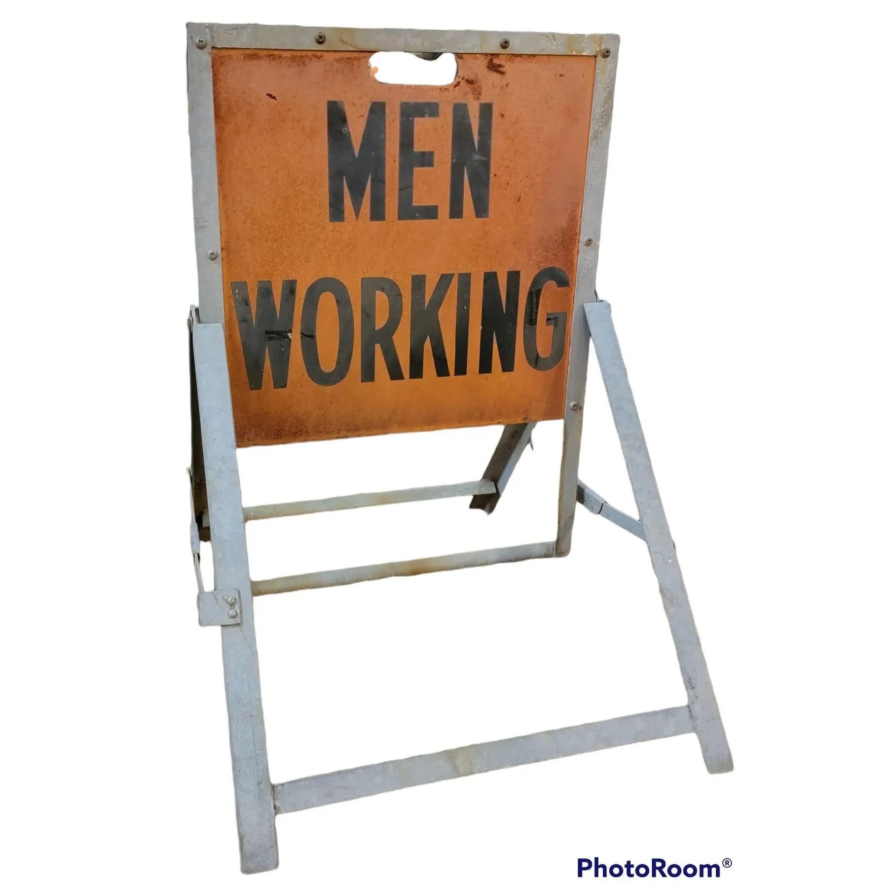Vintage Metal Men Working Sign For Sale 2