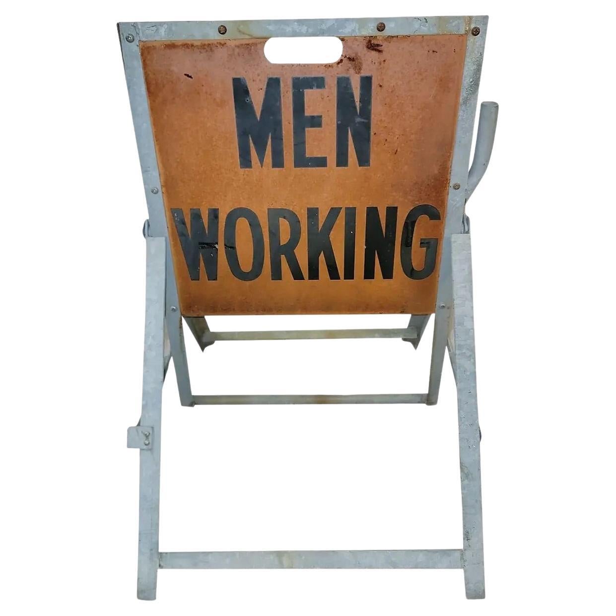 Vintage Metal Men Working Sign For Sale