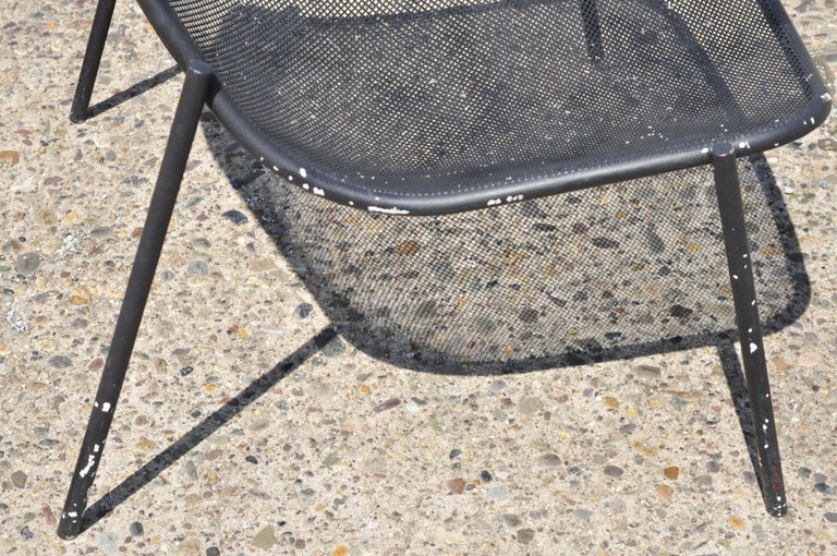 Vintage Metal Mesh Perforated Wide Seat Modern Patio Garden Lounge