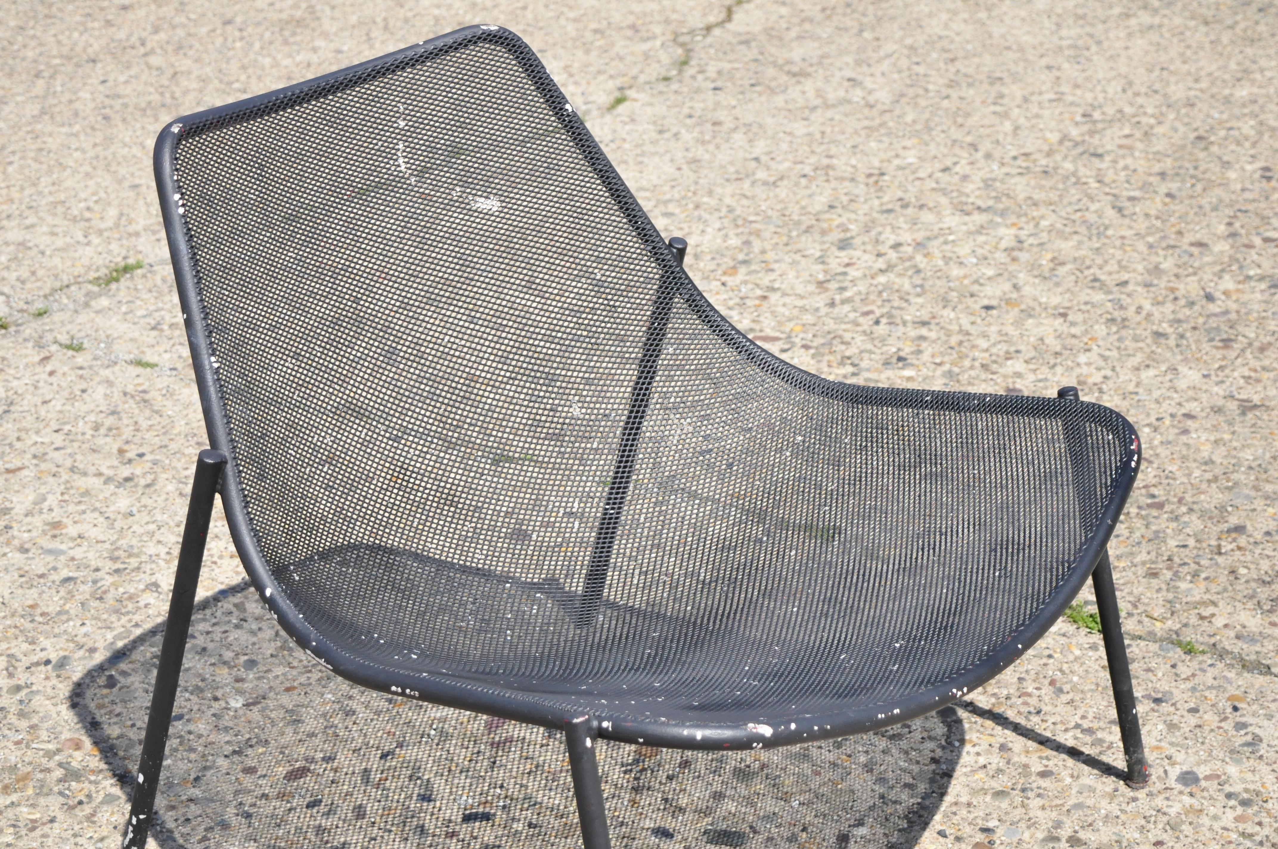 Vintage Metal Mesh Perforated Wide Seat Modern Patio Garden Lounge Chair 1