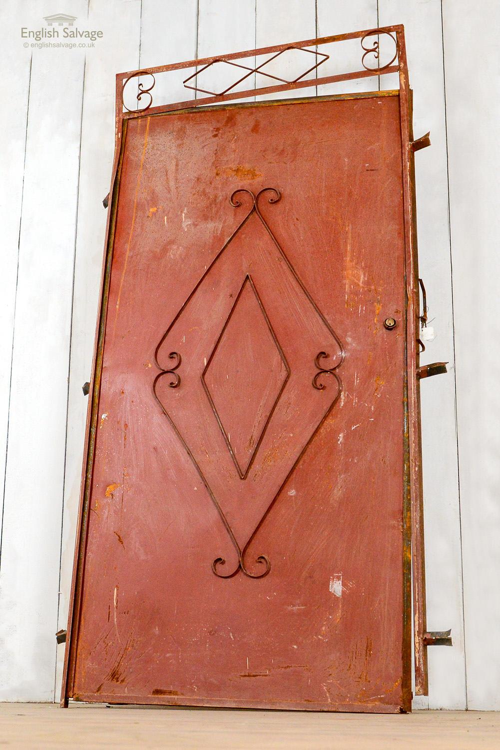 African Vintage Metal Moroccan Red Door in Frame, 20th Century For Sale