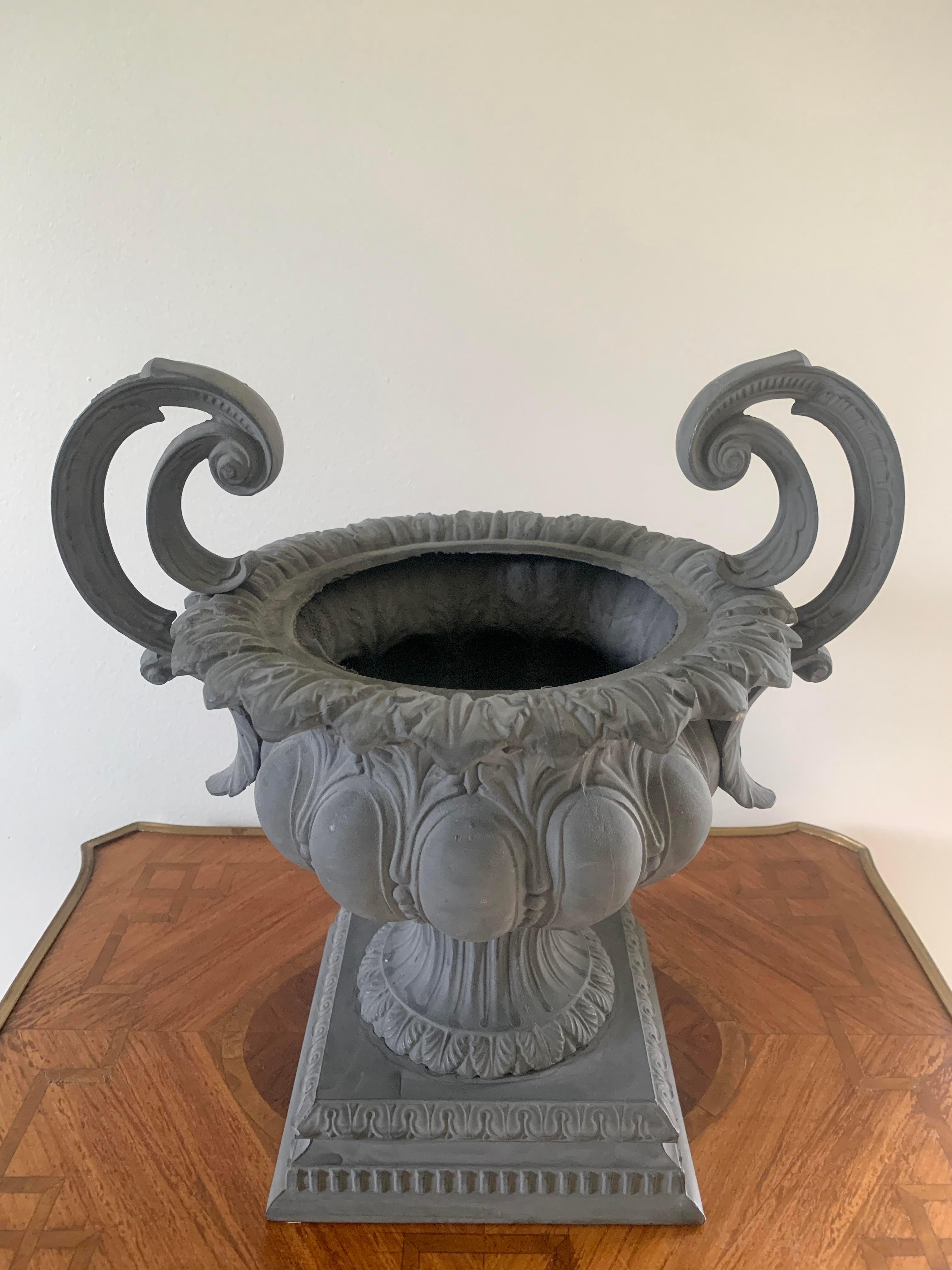 Vintage Metal Neoclassical Style Urn Planter 1