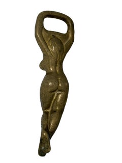 Vintage Metal Nude Girl Bottle Opener MidCentury Modern Metal Breweriana Barware