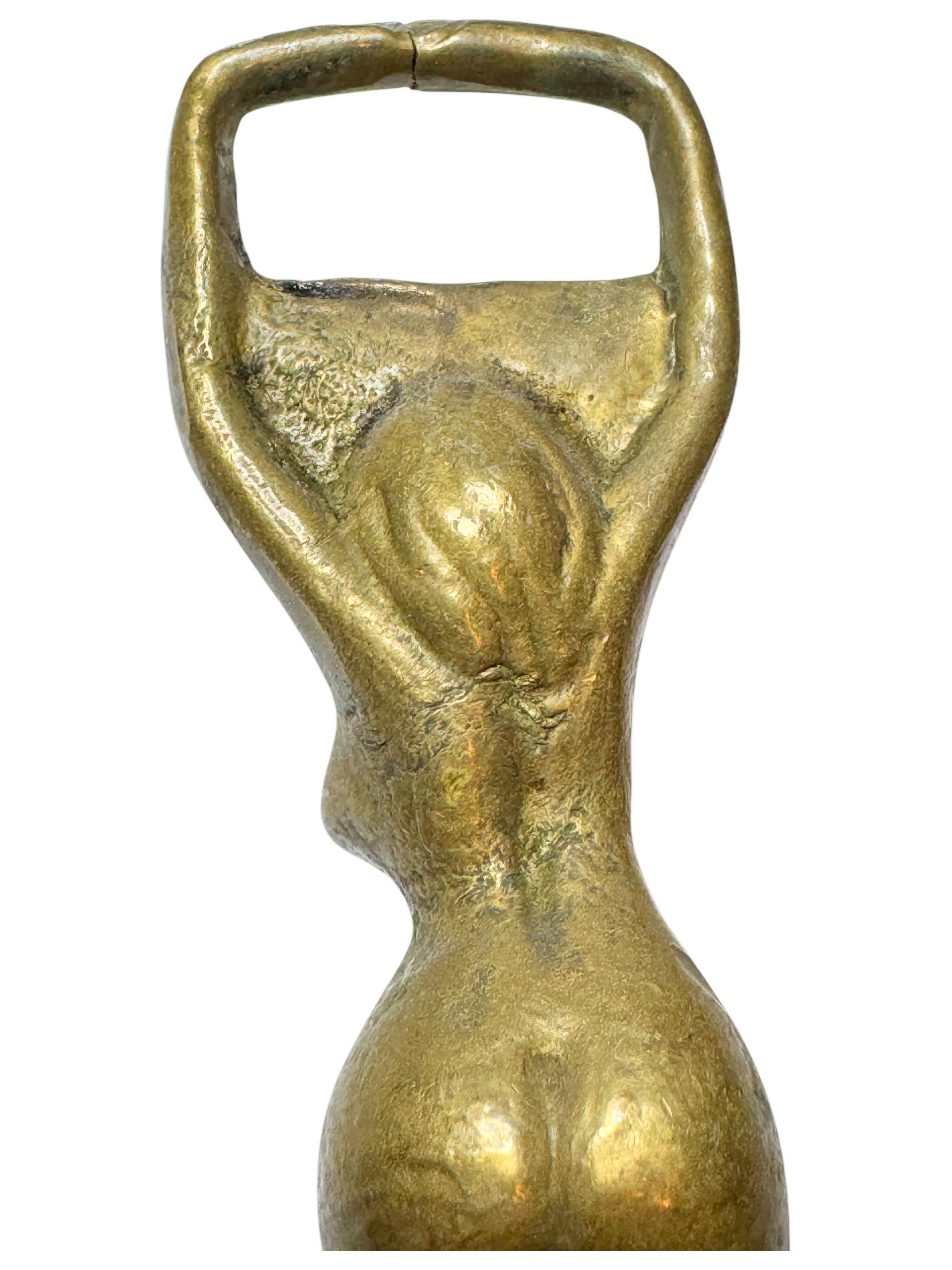 Abridor de Botellas de Metal Vintage Chica Desnuda Barware Breweriana de Metal Moderno de Mediados de Siglo 1