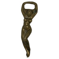 Antique Metal Nude Girl Bottle Opener MidCentury Modern Metal Breweriana Barware