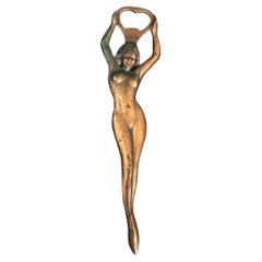 Vintage Metal Nude Girl Bottle Opener MidCentury Modern Metal Breweriana Barware