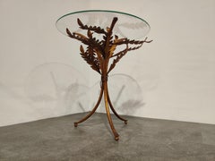 Vintage Metal Palm Side Table, Italy, 1960s