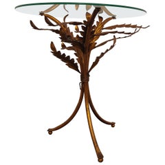 Vintage Metal Palm Side Table, Italy, 1960s