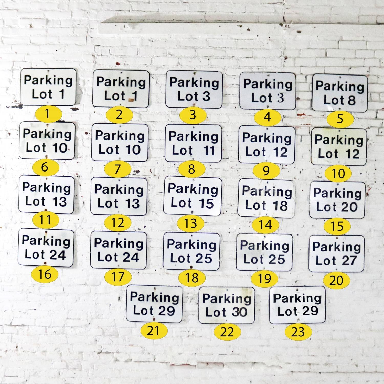 Vintage Metal Parking Lot Number Signs In Good Condition For Sale In Topeka, KS