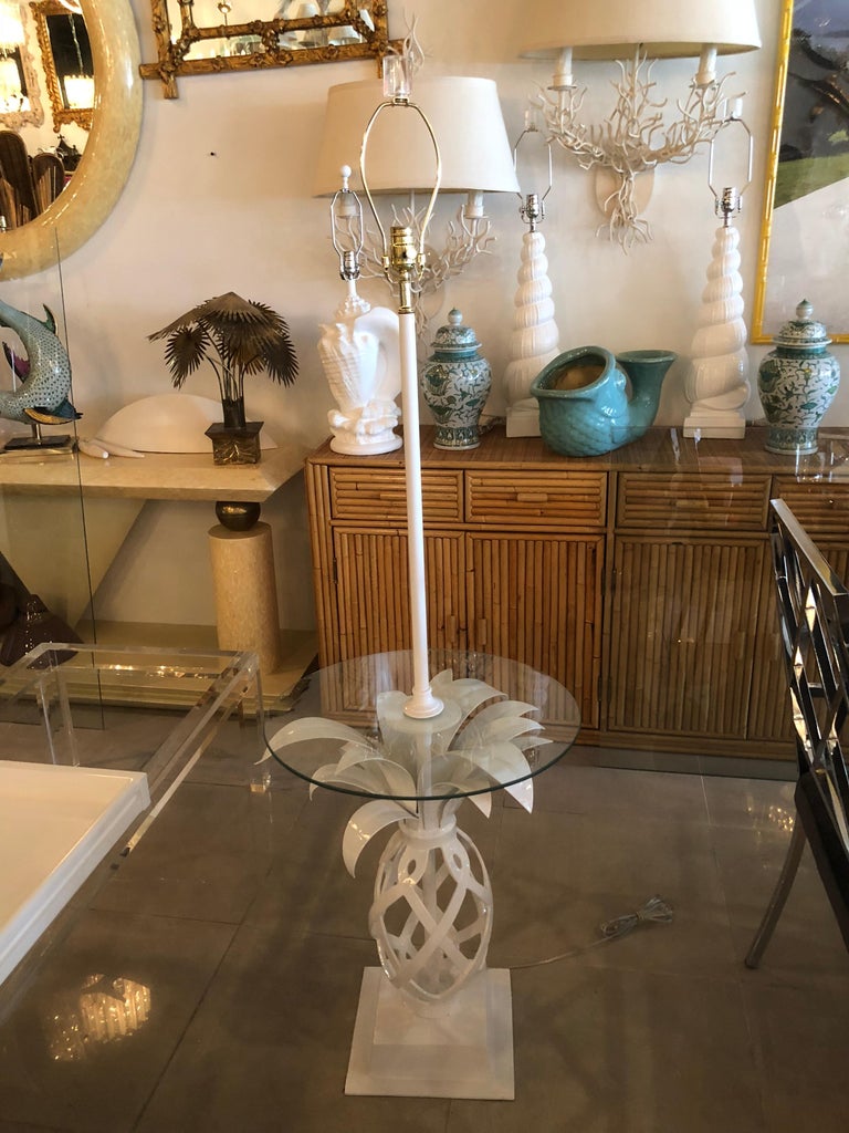 Vintage Metal Pineapple Floor Lamp Table Tropical Newly