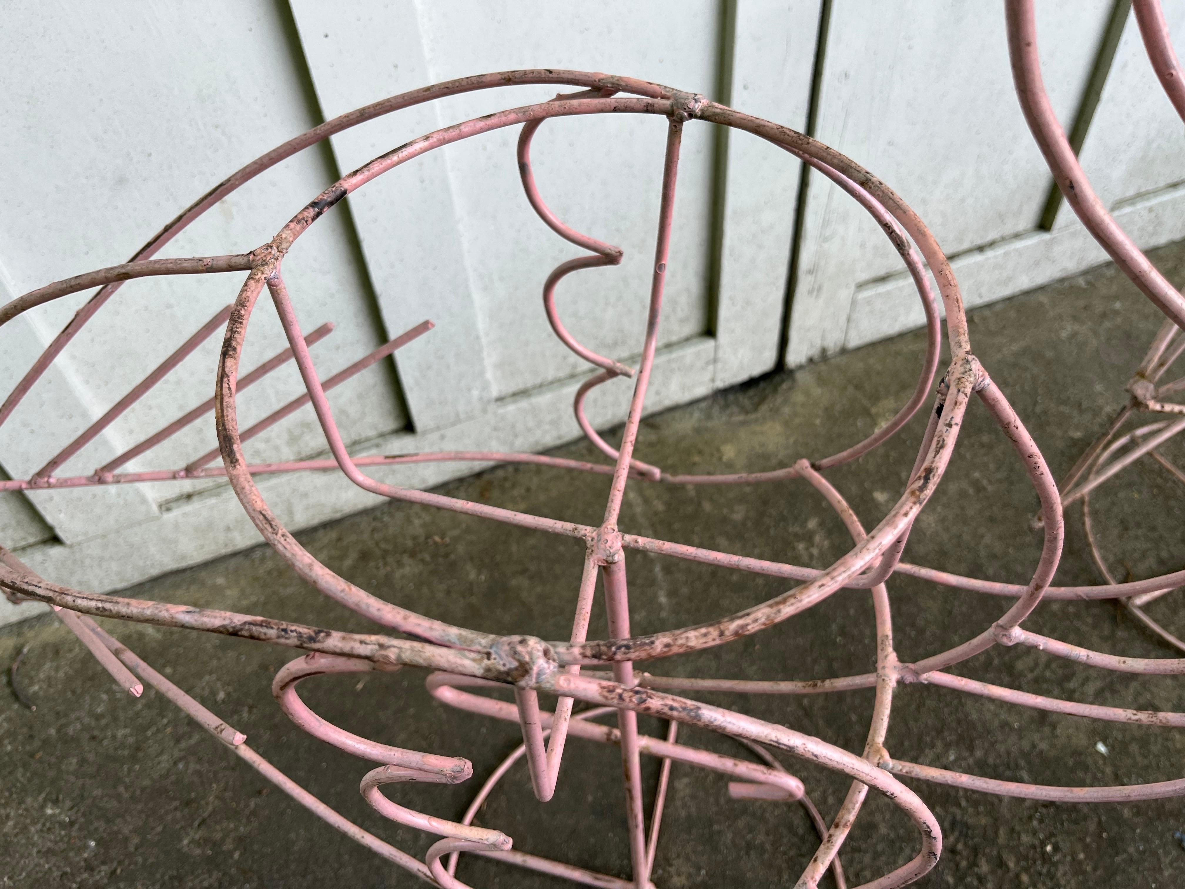 Vintage Metal Pink Flamingo Plant Stands Set of 2 en vente 4