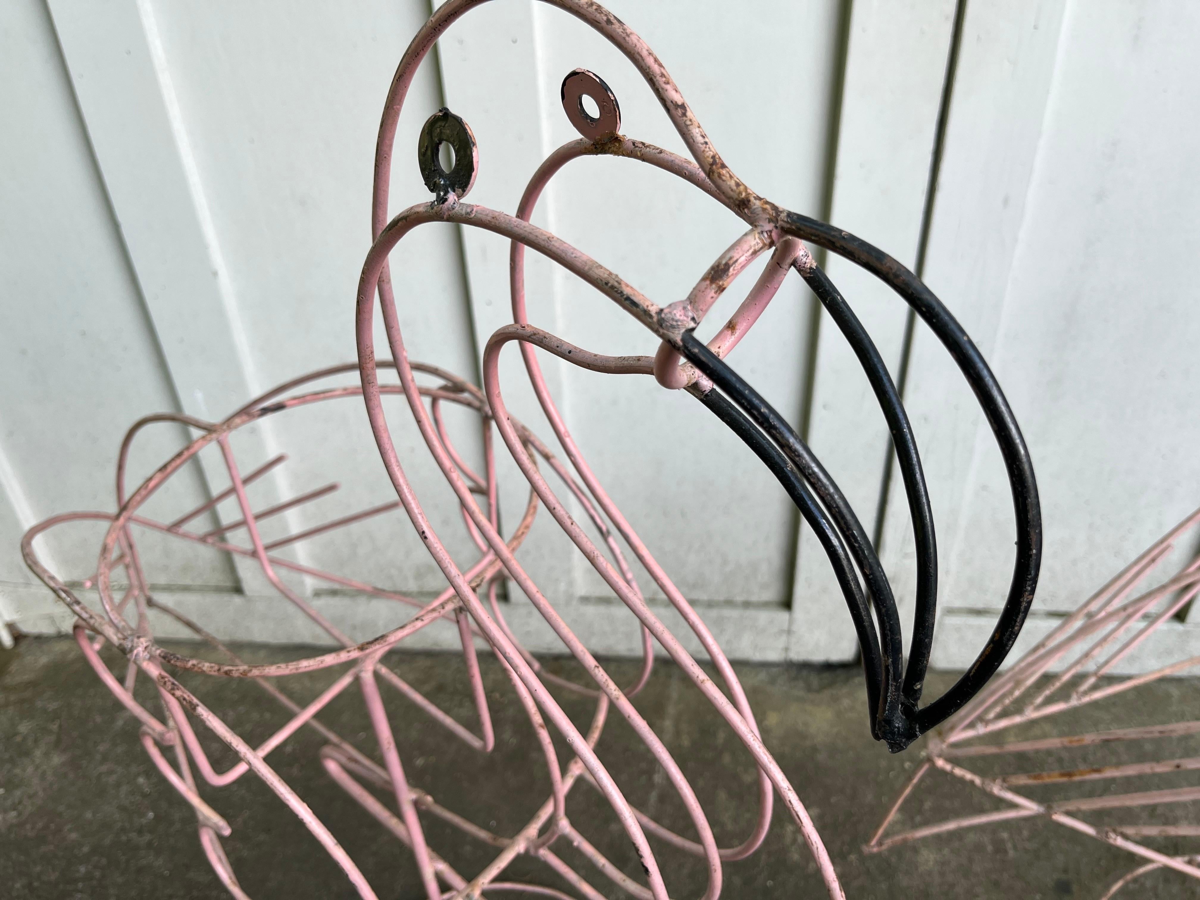 Vintage Metal Pink Flamingo Plant Stands Set of 2 en vente 5
