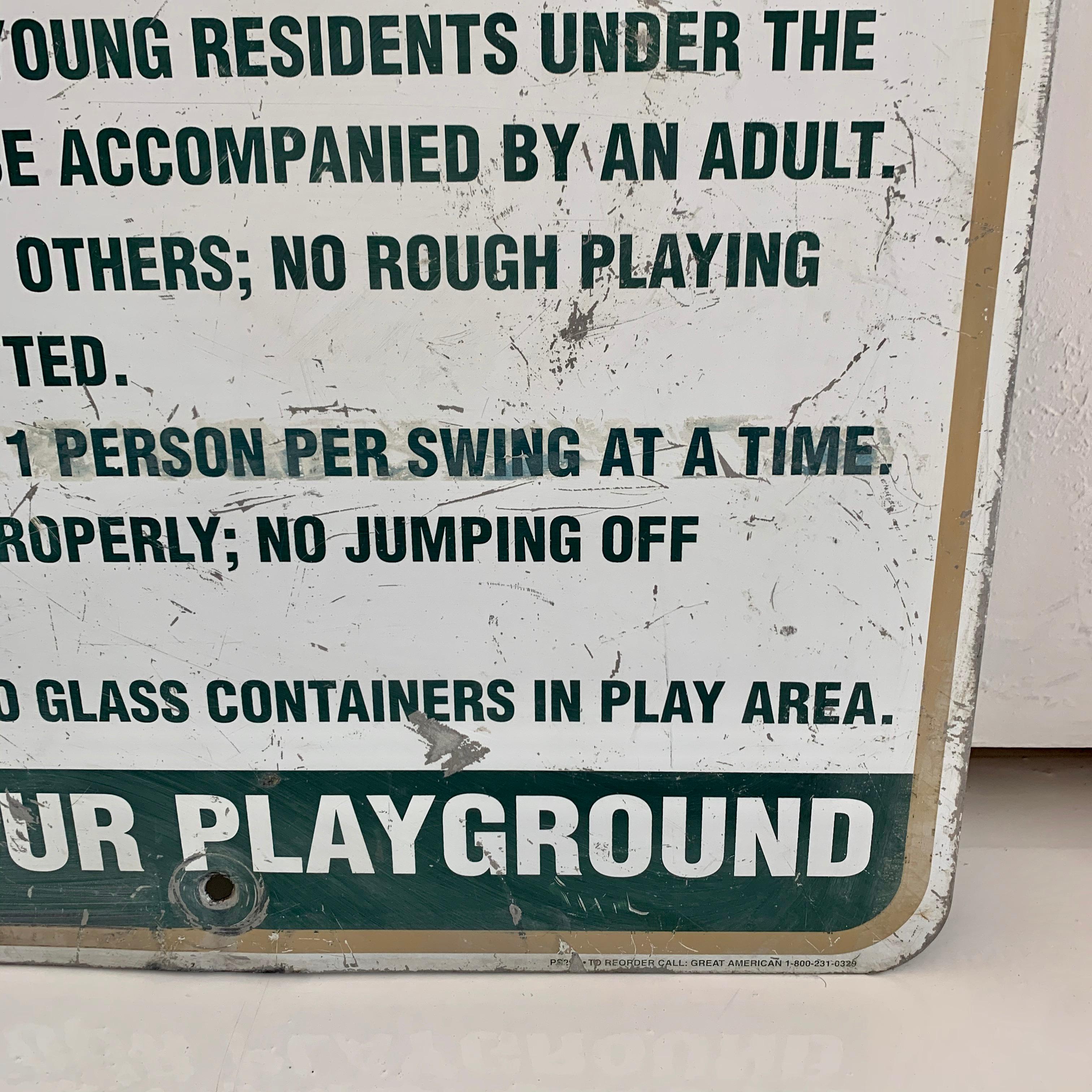 Vintage Metal Playground Sign In Good Condition In Los Angeles, CA