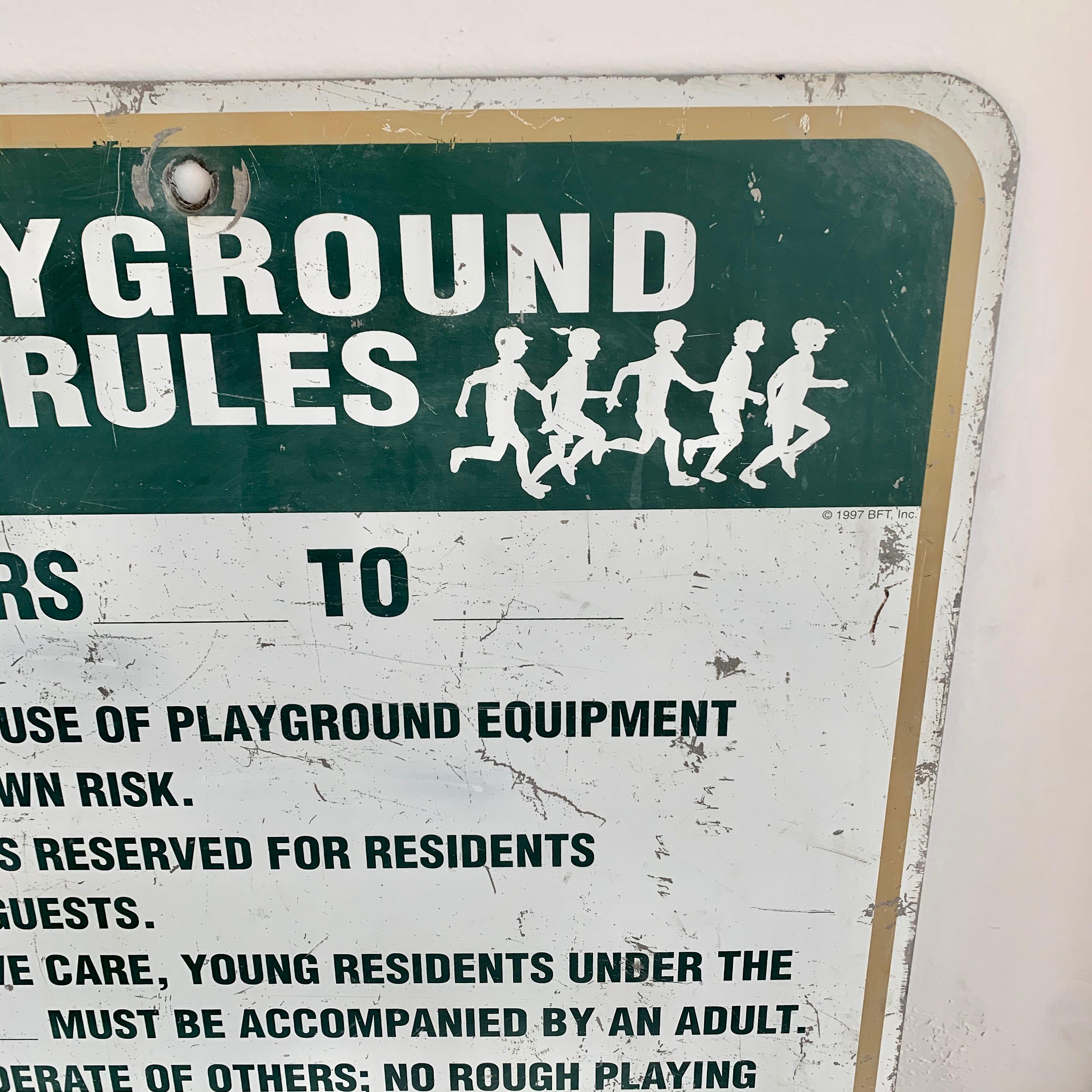 Late 20th Century Vintage Metal Playground Sign