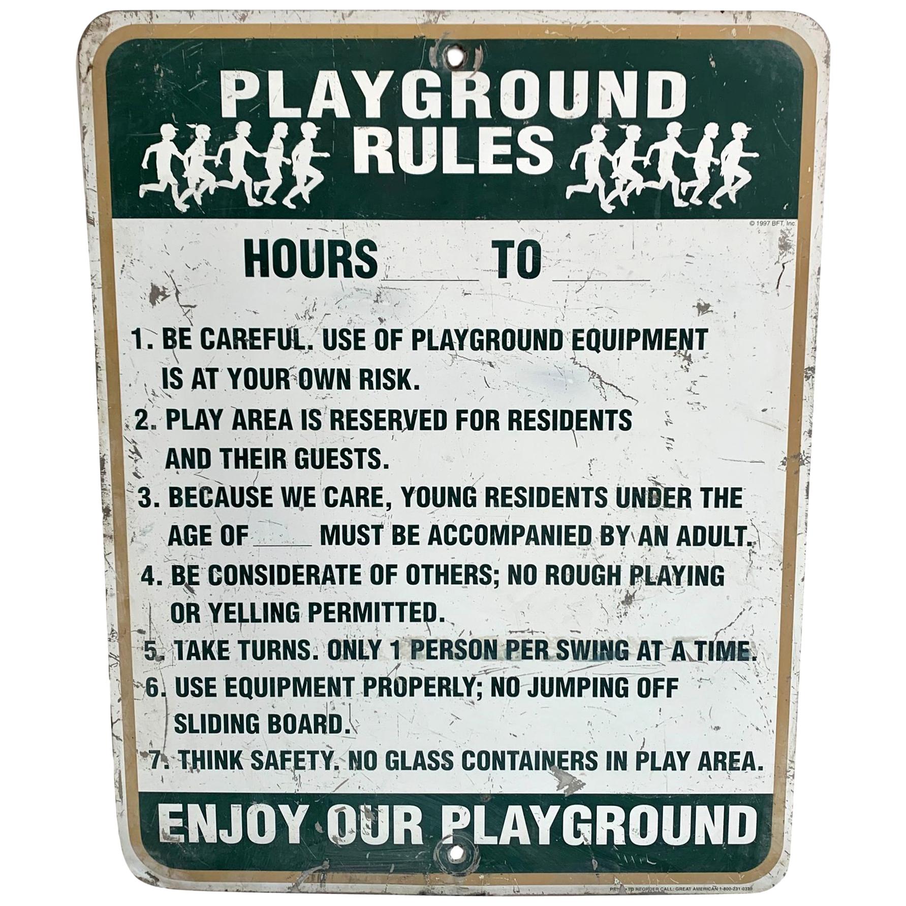 Vintage Metal Playground Sign