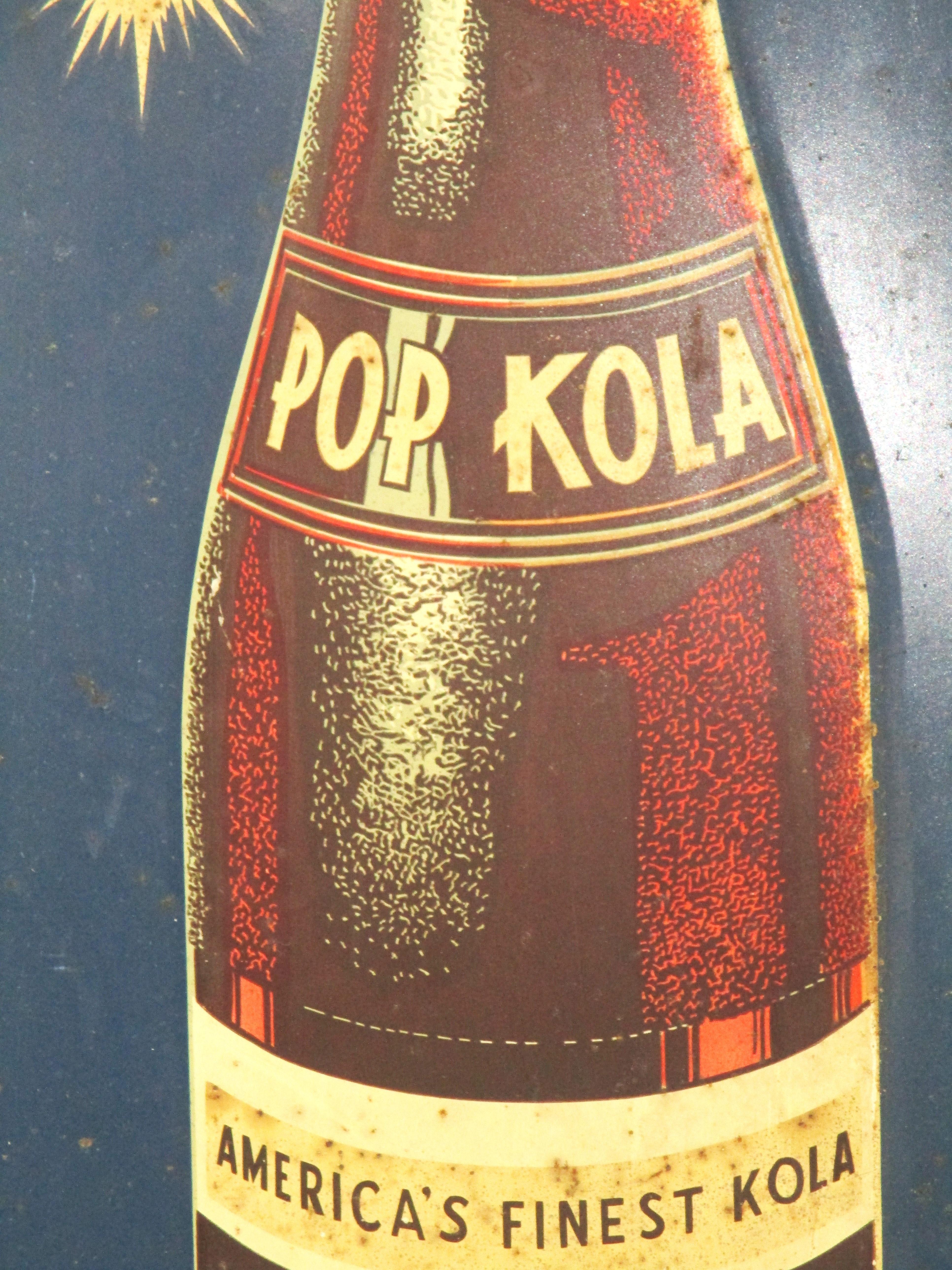 20th Century Vintage Metal Pop Kola Advertising Sign 