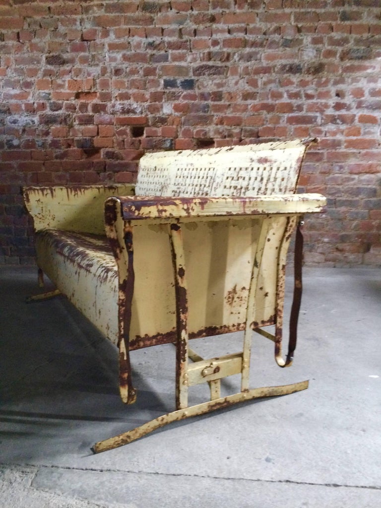Vintage Metal Porch Glider Garden Swing Bench French Painted at 1stDibs