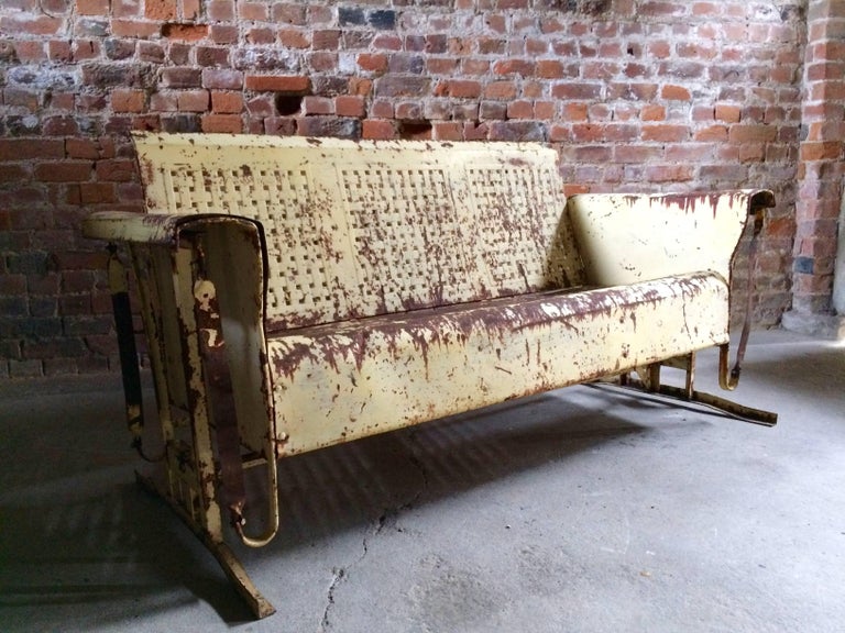 Vintage Metal Porch Glider Garden Swing Bench French Painted at 1stDibs