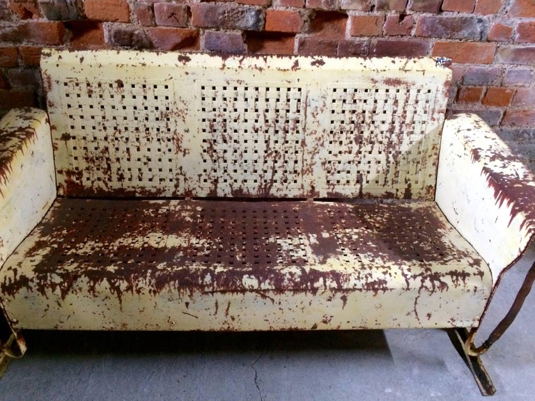 Vintage Metal Porch Glider Garden Swing Bench French Painted at 1stdibs