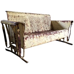 Vintage Metal Porch Glider Garden Swing Bench French Painted