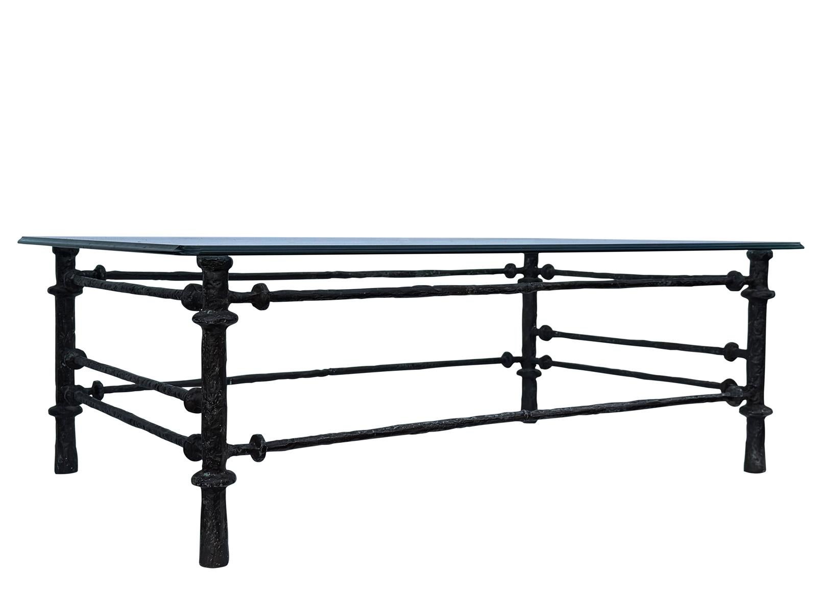 Spanish Vintage Metal Rectangular Coffee Table in the Manner of Giacometti For Sale