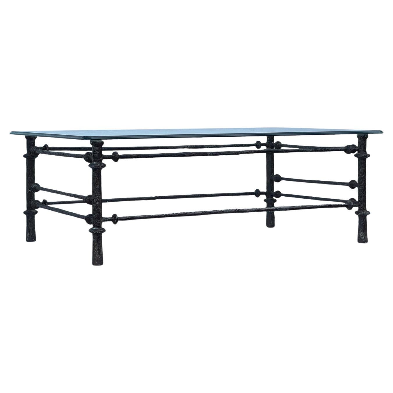 Vintage Metal Rectangular Coffee Table in the Manner of Giacometti
