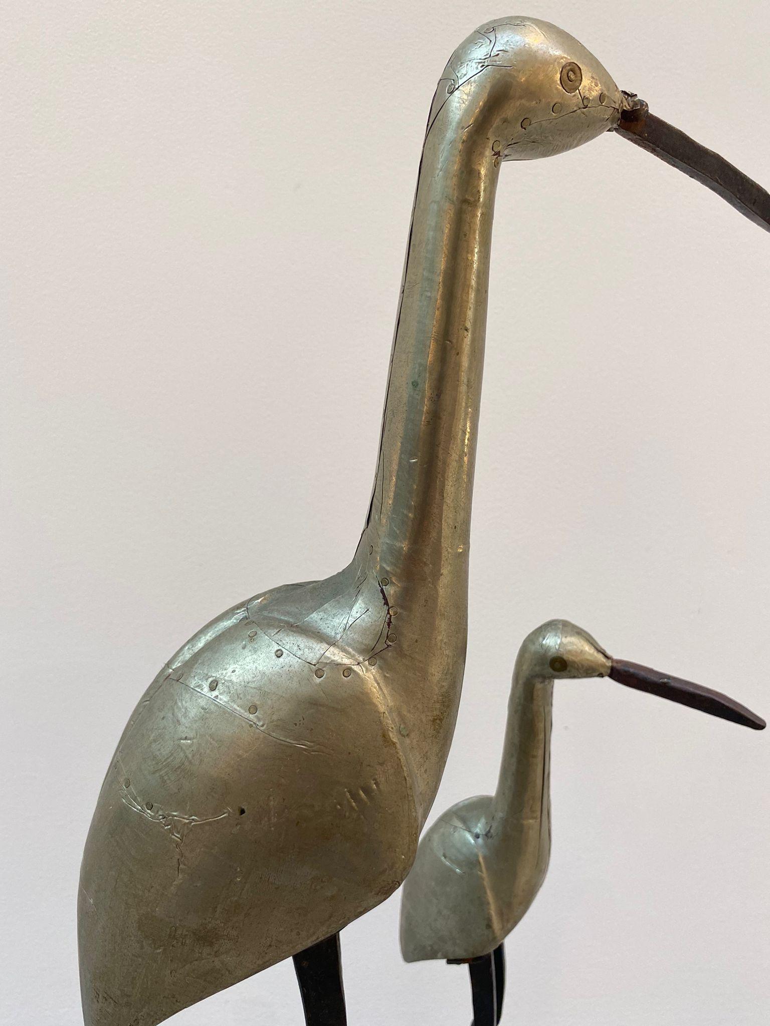 Vintage Metal sculpture of birds - Set of two  In Fair Condition For Sale In Matosinhos, 13