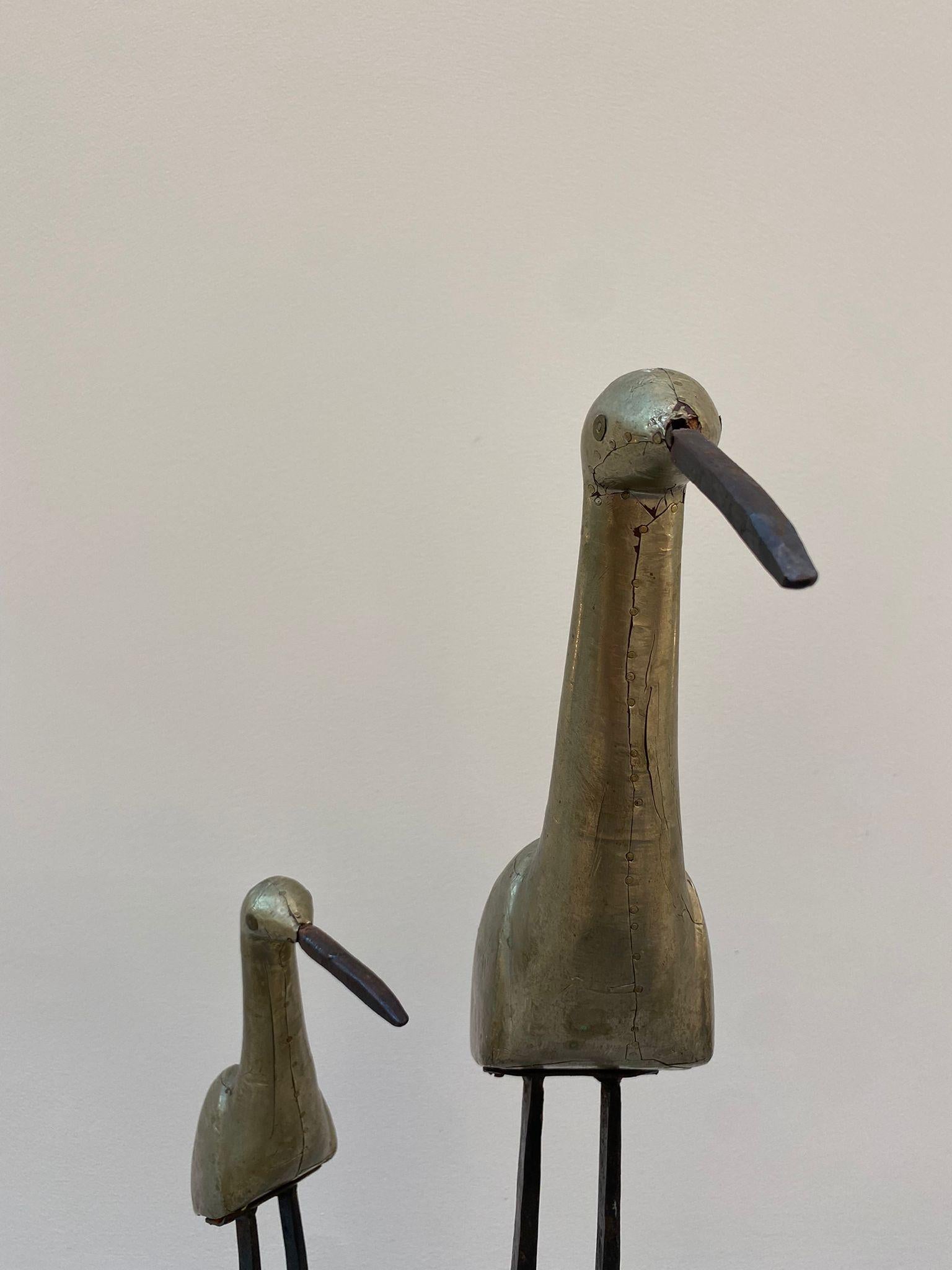 Métal Sculpture d'oiseaux vintage en métal - Lot de deux  en vente