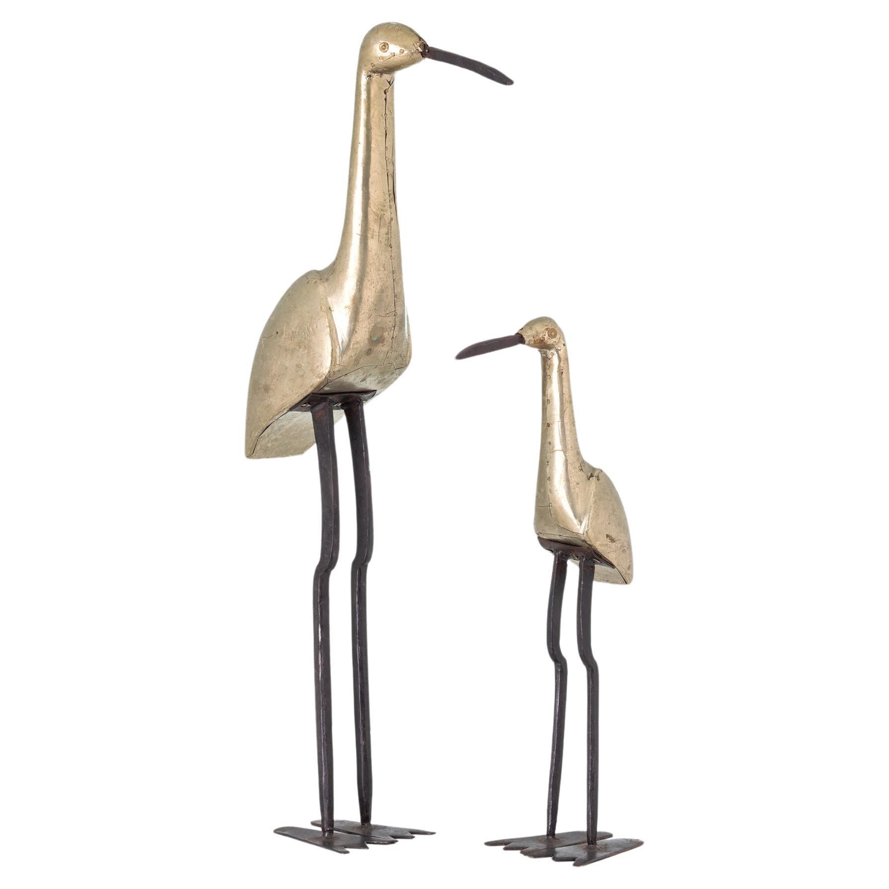 Sculpture d'oiseaux vintage en métal - Lot de deux 
