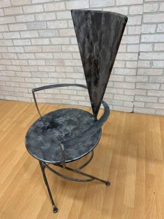 Vintage Metal Side Chair with Triangle Back and Round Seat