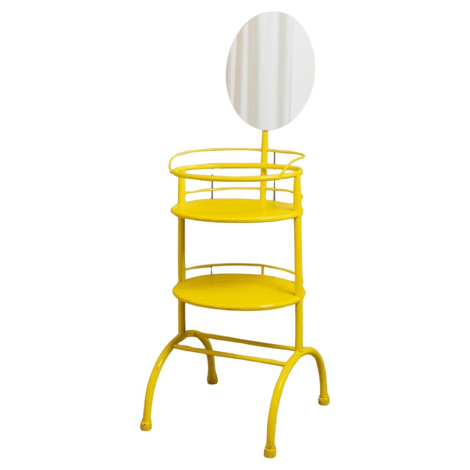 Vintage Metal Side Table with Mirror, 1960s For Sale