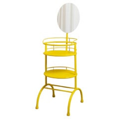 Mesa auxiliar vintage de metal con espejo, años 60