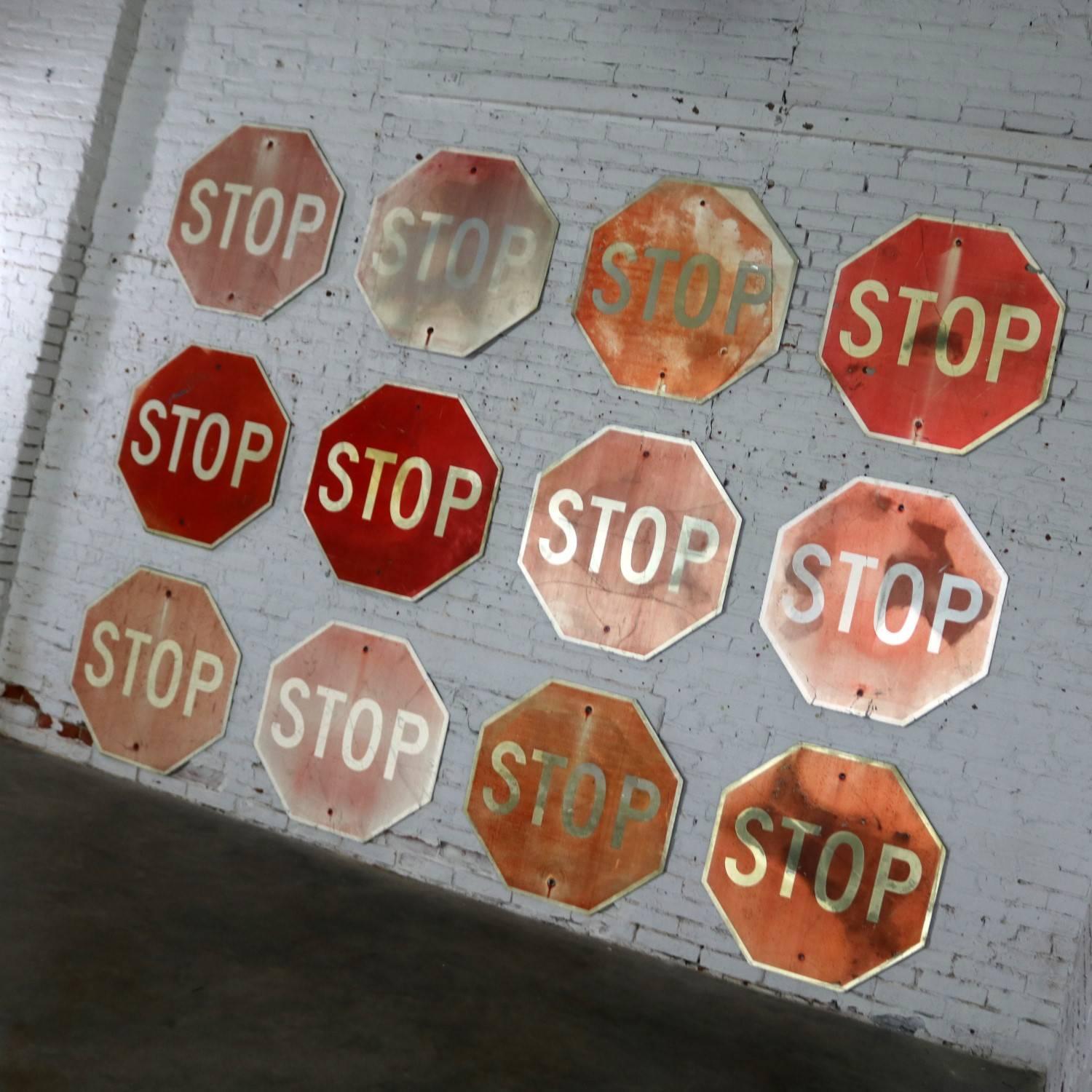 We are offering 12 vintage metal stop signs in varying degrees of condition and patina. We have priced them per sign but will sell all twelve for $2000.00. These are circa 20th century.

Stop! In the name of………..oh! Sorry. I can’t help but get