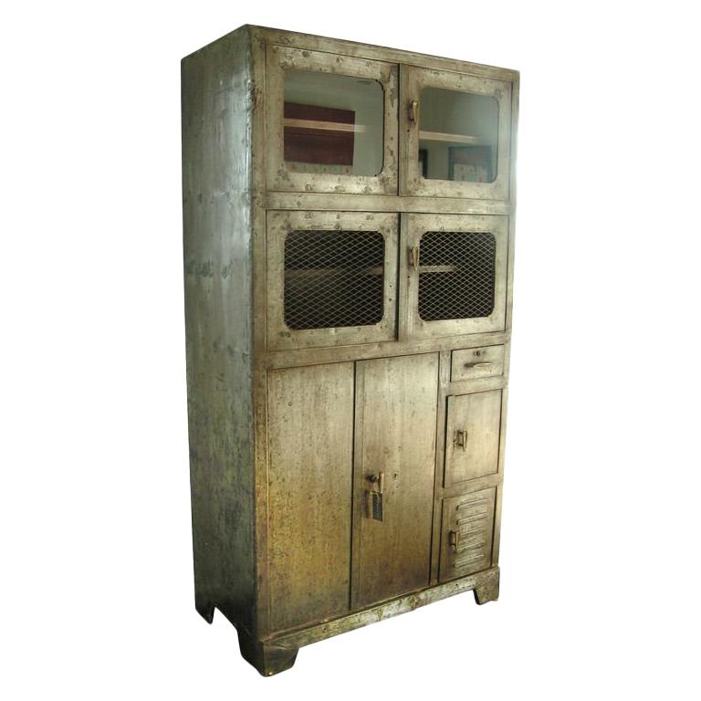 Vintage Metal Storage Cabinet, c. 1920's For Sale at 1stdibs
