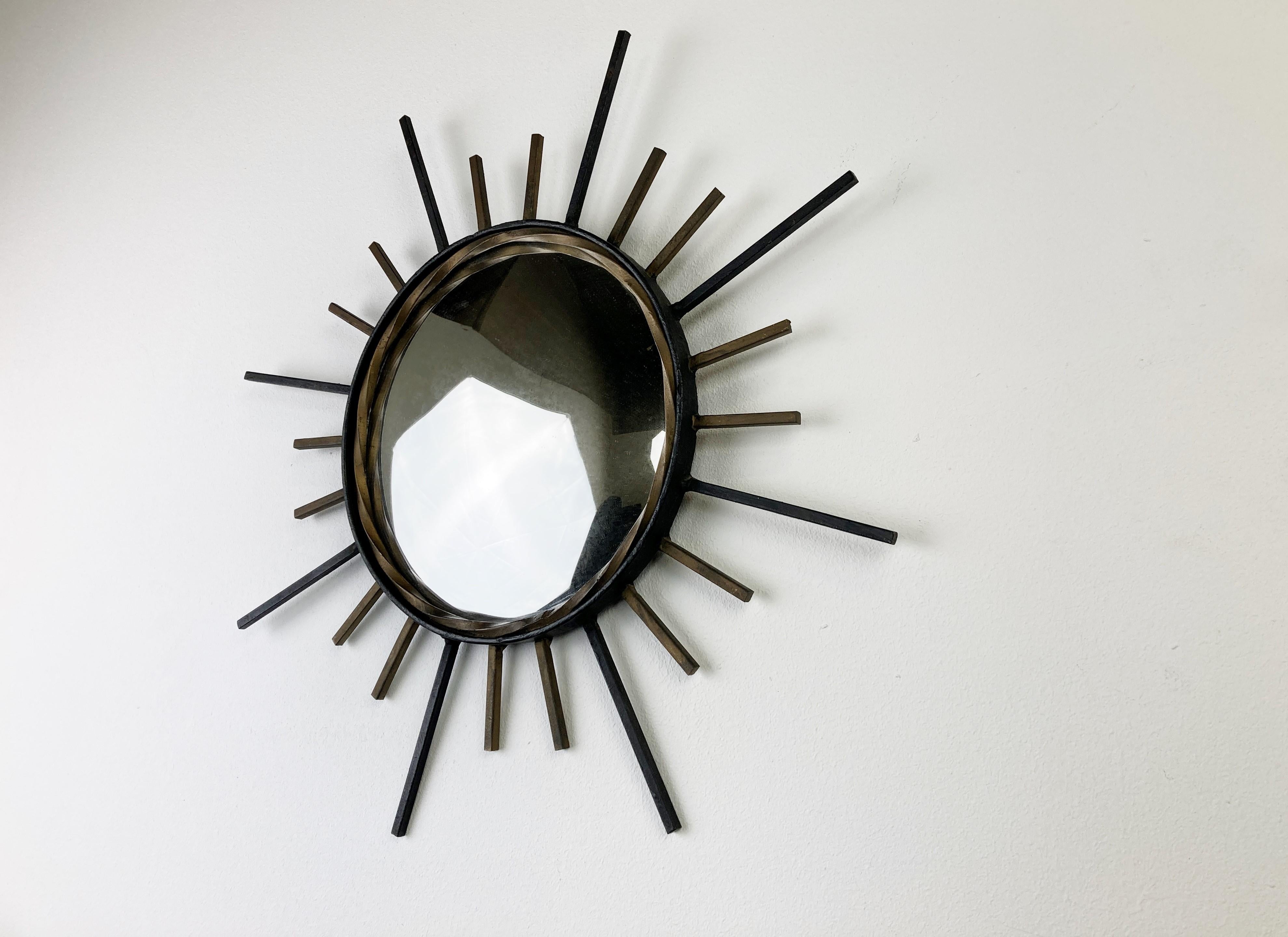 Vintage Metal Sunburst Mirror, 1970s 4