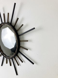 Miroir métallique vintage à effet soleil 1970