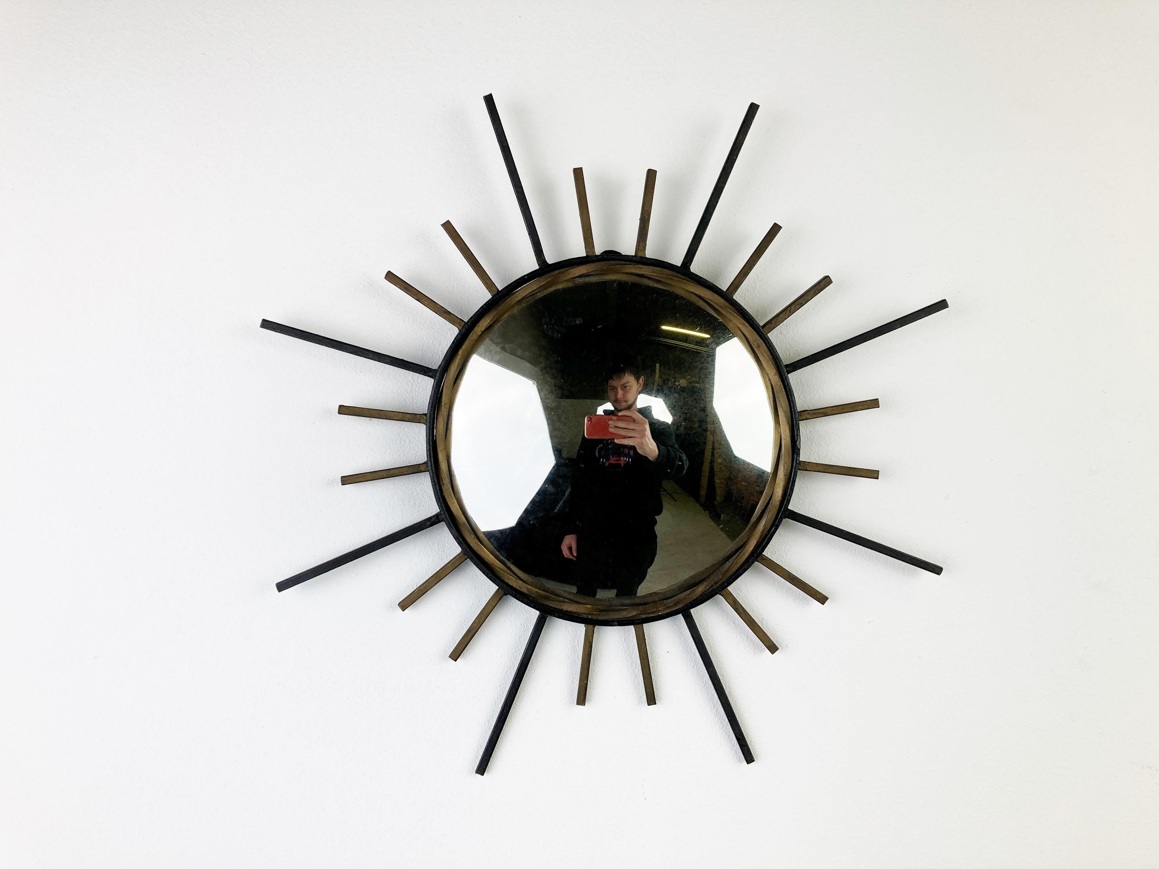 Vintage Metal Sunburst Mirror, 1970s 1