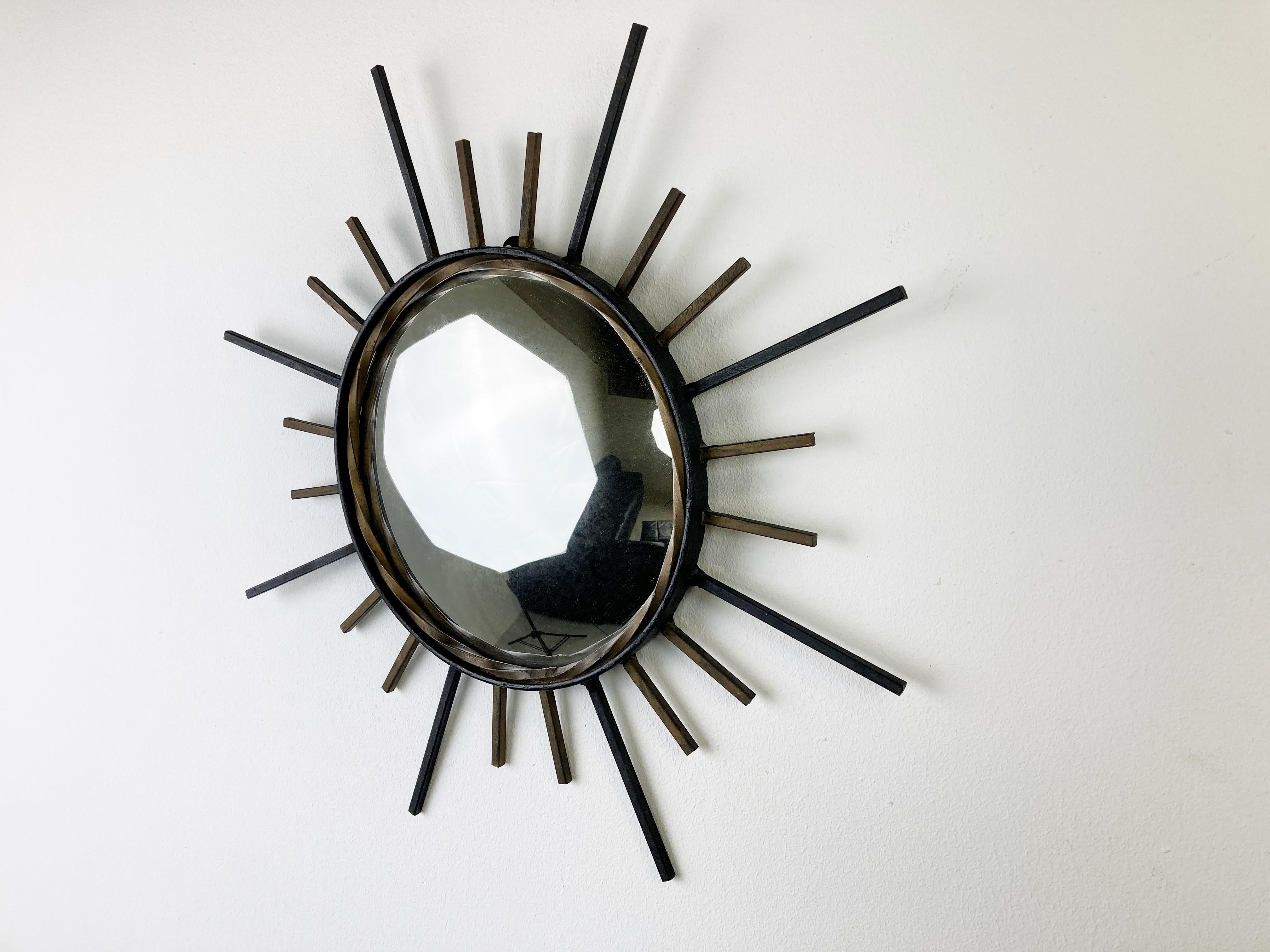 Vintage Metal Sunburst Mirror, 1970s 3