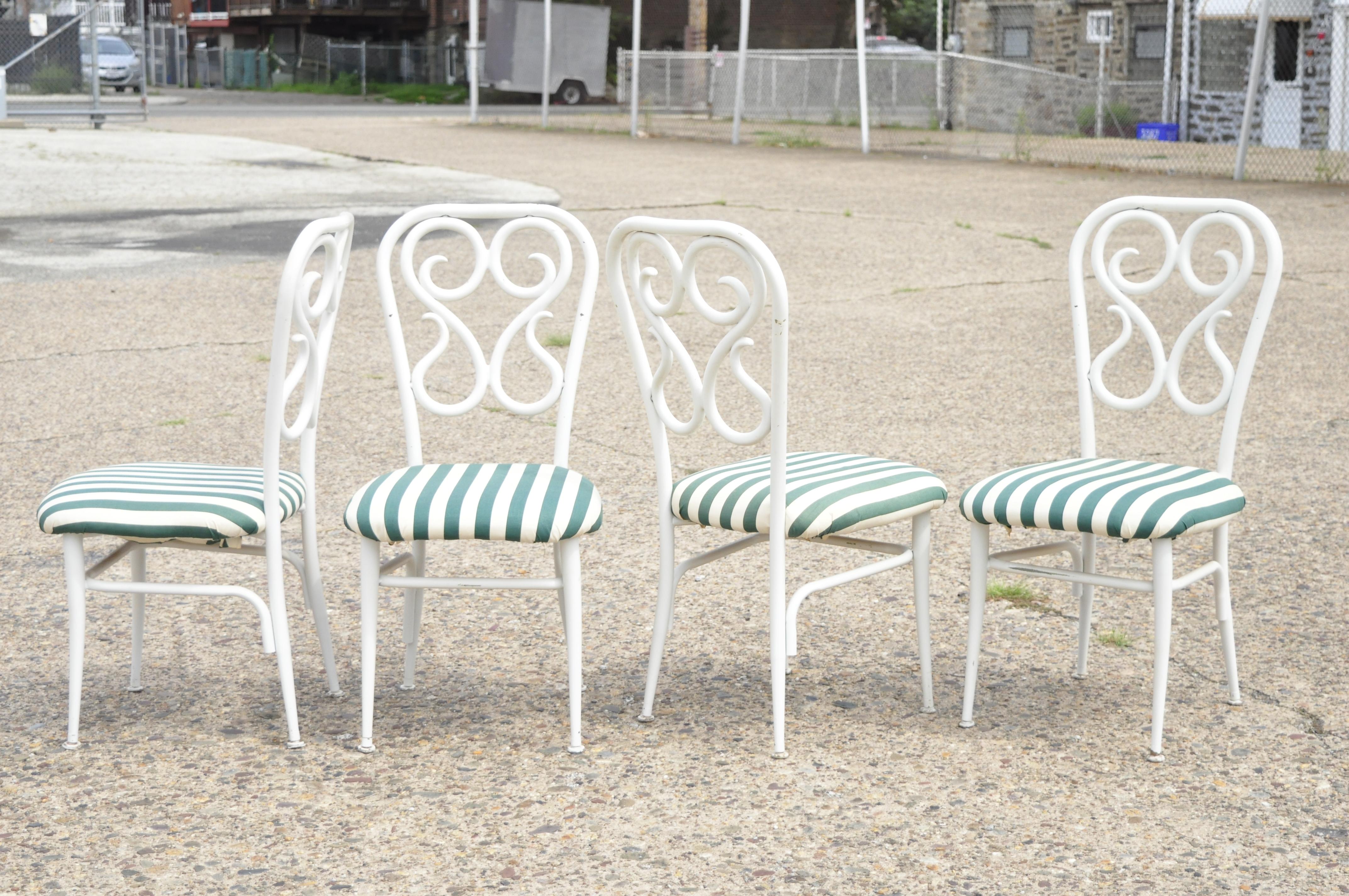 Vintage Metal Thonet Bentwood Austrian style Bistro dining chairs - set of 4. Item features metal frames, 