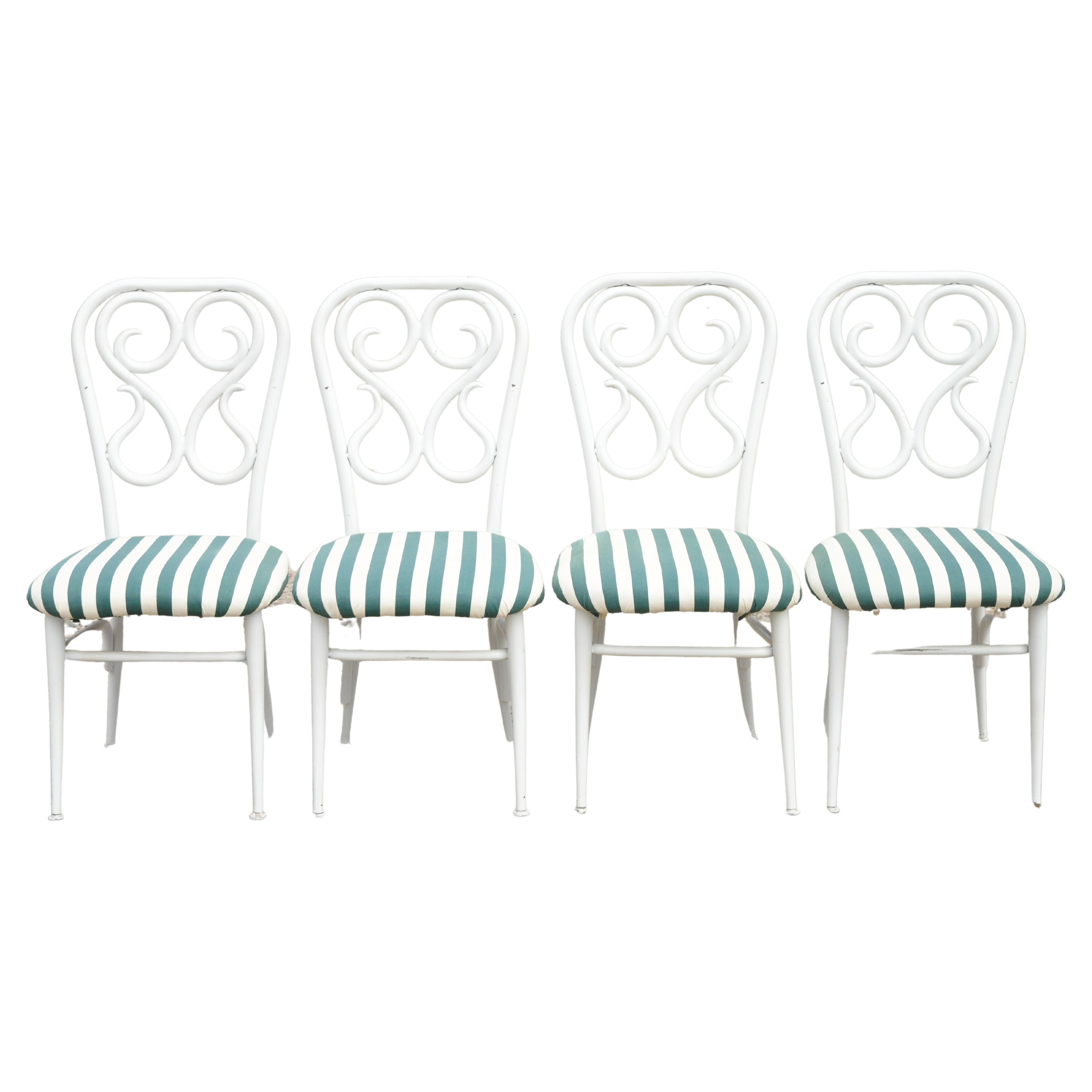 Vintage Metal Thonet Bentwood Austrian Style Bistro Dining Chairs, Set of 4 For Sale