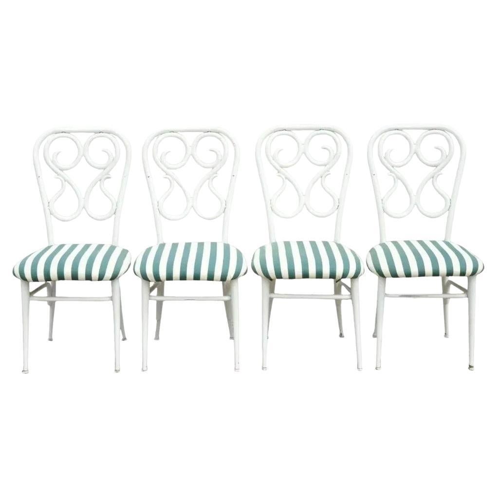 Vintage Metal Thonet Bentwood Austrian Style Bistro Dining Chairs - Set of 4