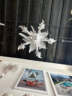 Vintage Metal Tole Palm Tree Beach Leaf Leaves Chandelier Newly Wired Restored